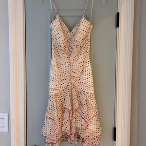 ABS silk dress in beautiful colored polka dots, size 2